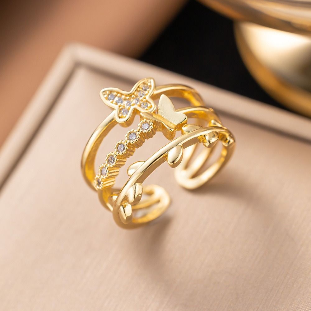 MYKI Butterfly Adjustable Ring | Anti Tarnish Finish (MKR791-SSYI)
