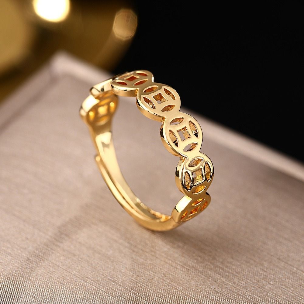 MYKI Geometric Cutout Adjustable Ring | Anti Tarnish Finish (MKR793-SSYI)