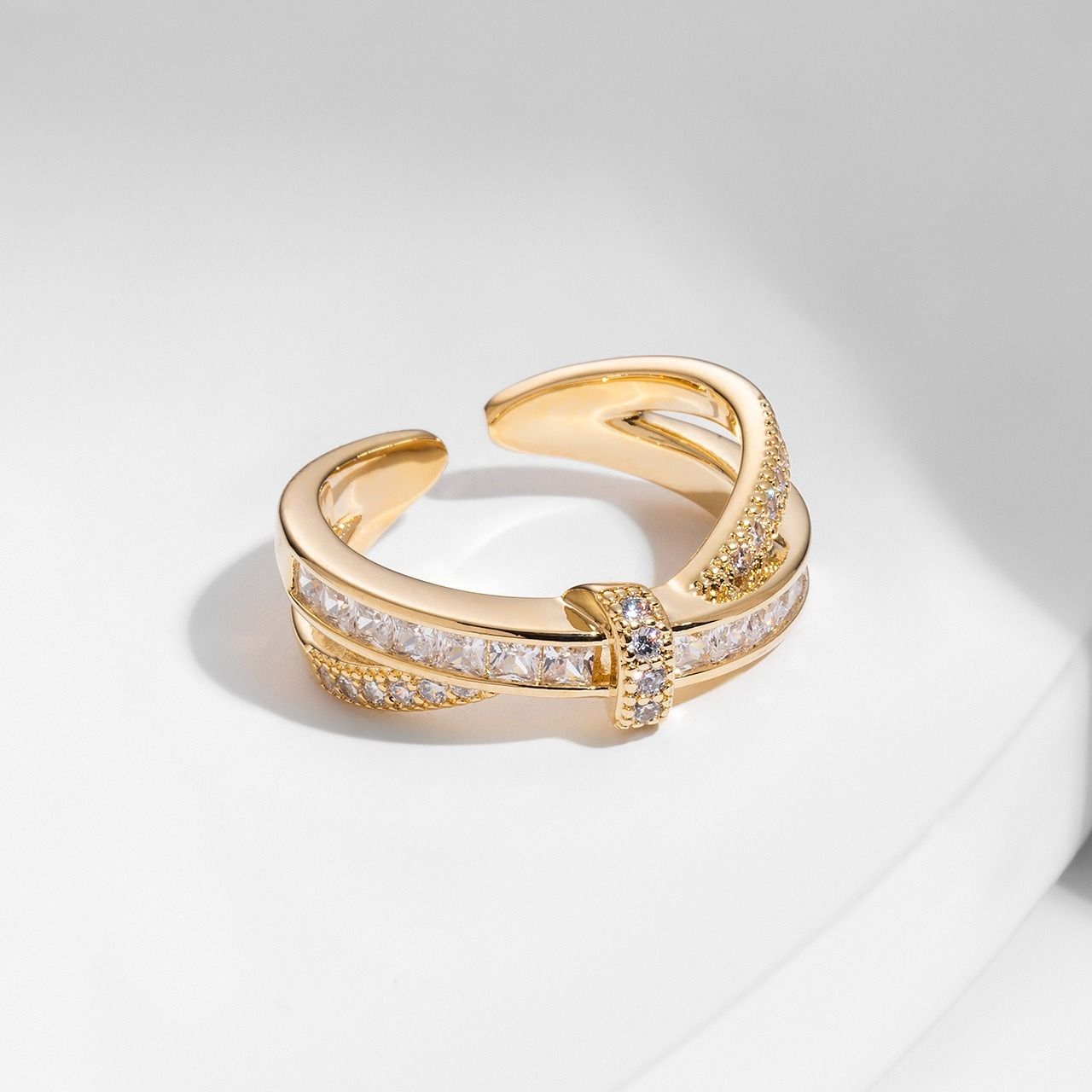MYKI Cross Bow Adjustable Ring | Anti Tarnish (MKR795-SSYI)