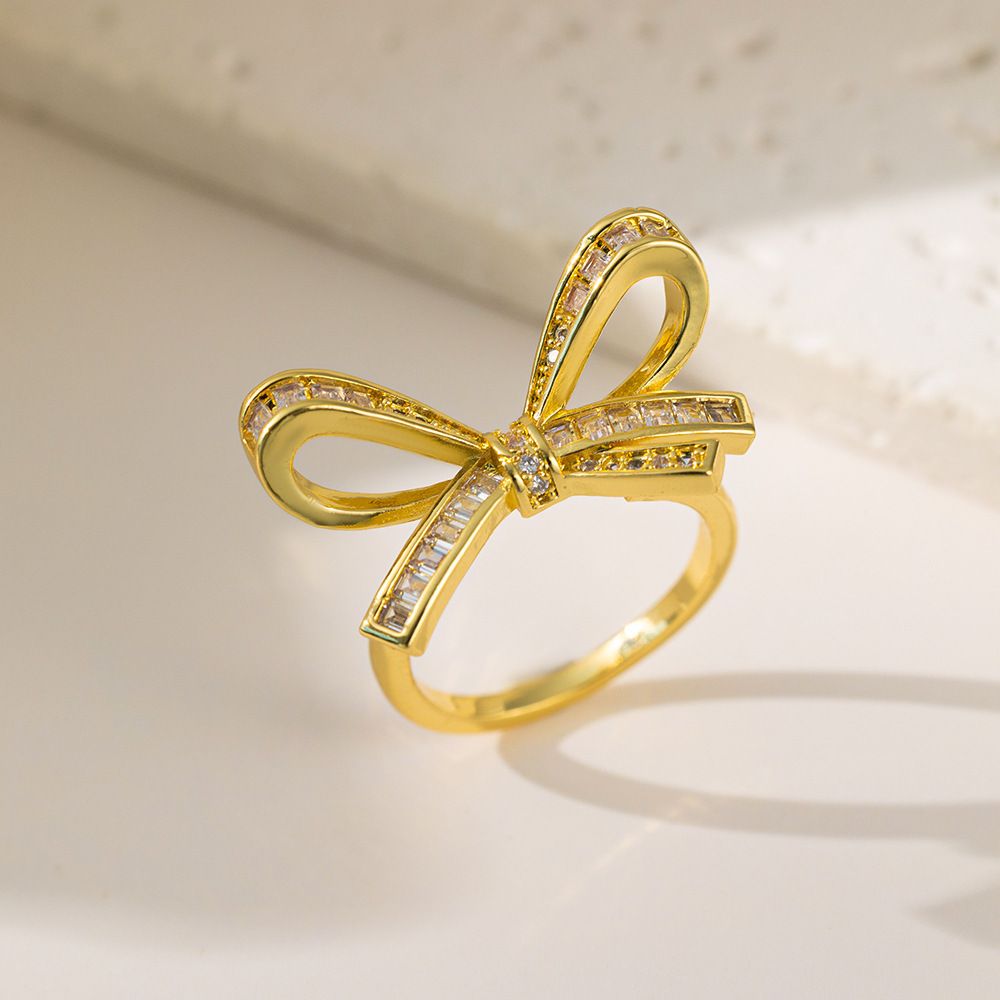 MYKI Ribbon Bow Statement Ring | Anti Tarnish Finish (MKR796-SSYI)