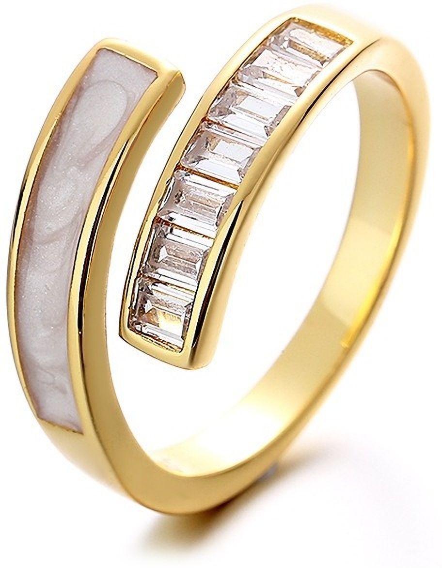 MYKI Dual Tone Adjustable Ring | Mother of Pearl Finish (MKR797-SSYI)