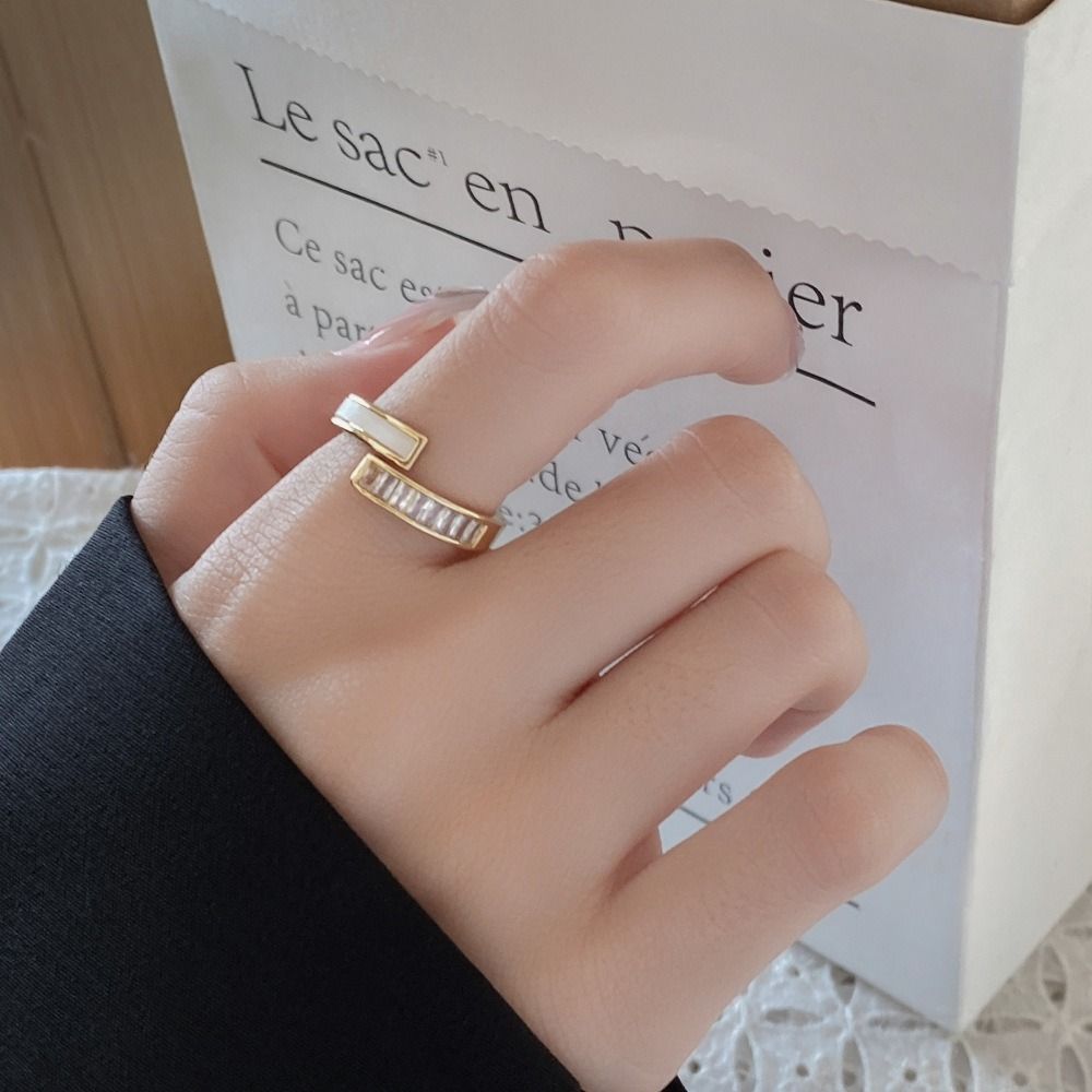 MYKI Dual Tone Adjustable Ring | Mother of Pearl Finish (MKR797-SSYI)