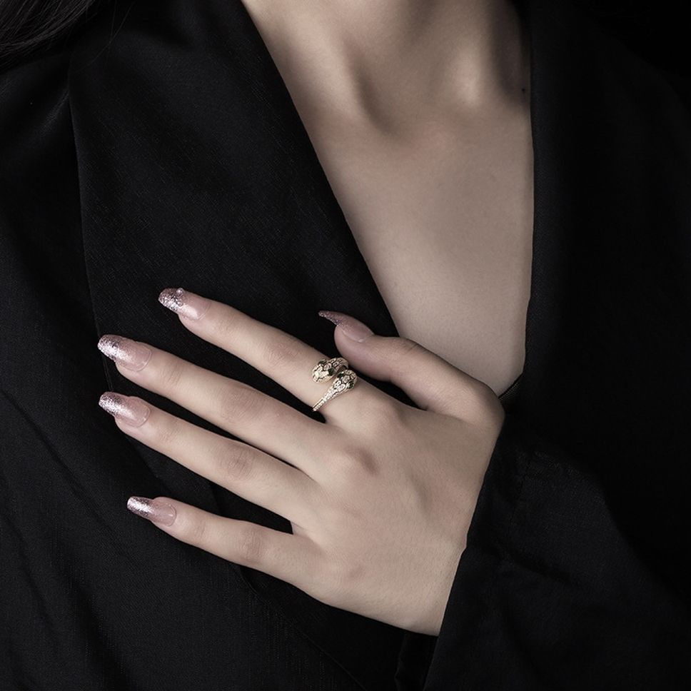 MYKI Emerald Snake Adjustable Ring | Anti Tarnish Finish (MKR798-SSYI)