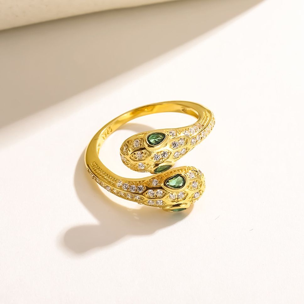 MYKI Emerald Snake Adjustable Ring | Anti Tarnish Finish (MKR798-SSYI)