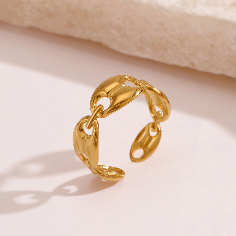 MYKI Chain Link Adjustable Ring | Anti Tarnish Finish (MKR800-SSYI)