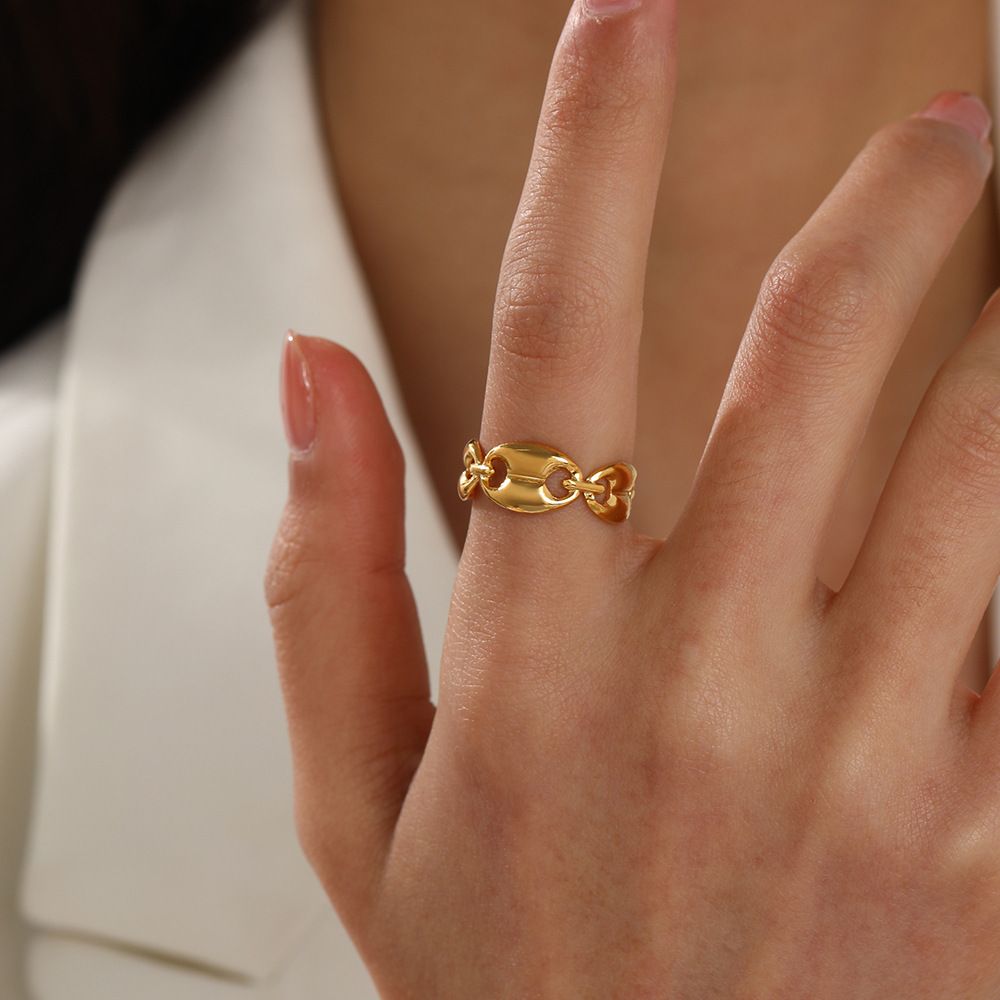 MYKI Chain Link Adjustable Ring | Anti Tarnish Finish (MKR800-SSYI)