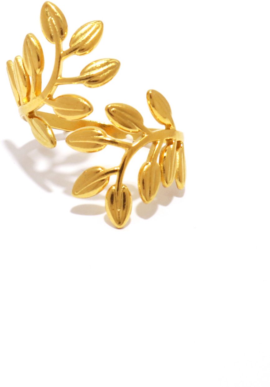 MYKI Leaf Adjustable Ring | Nature-Inspired Anti-Tarnish Design (MKR718-SSYI)