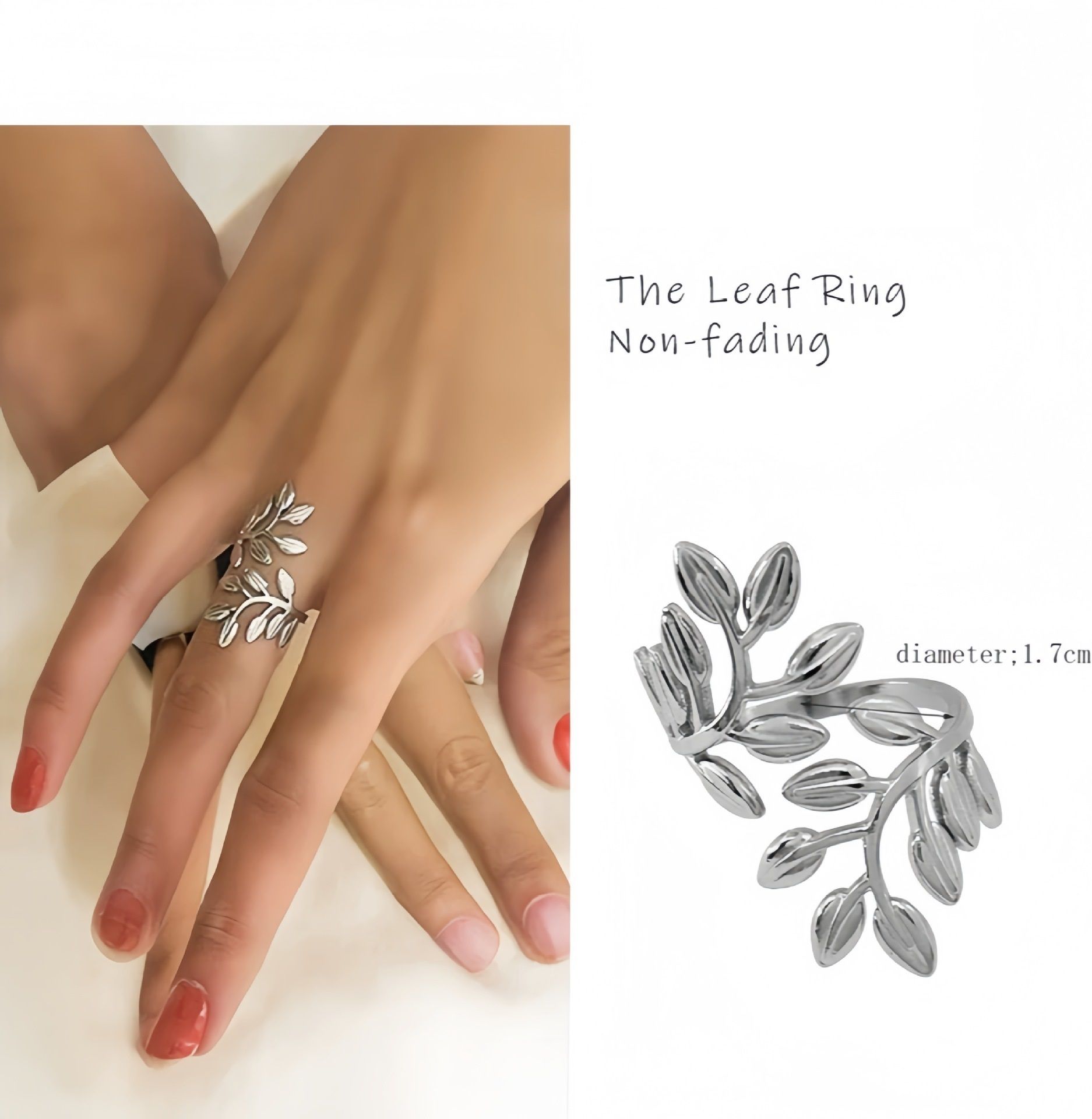 MYKI Leaf Adjustable Ring | Nature-Inspired Anti-Tarnish Design (MKR718-SSYI)