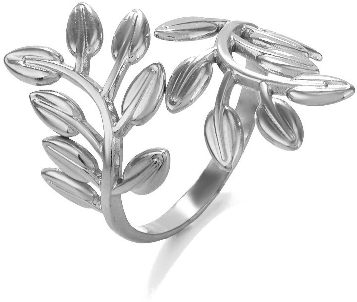 MYKI Leaf Adjustable Ring | Nature-Inspired Anti-Tarnish Design (MKR718-SSYI)