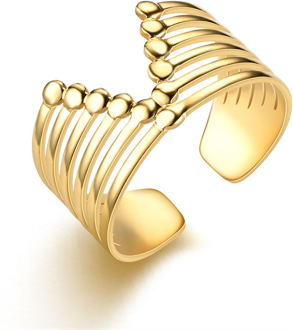 MYKI Multi-Layer Adjustable Ring | Statement Anti-Tarnish Design (MKR719-SSYI)