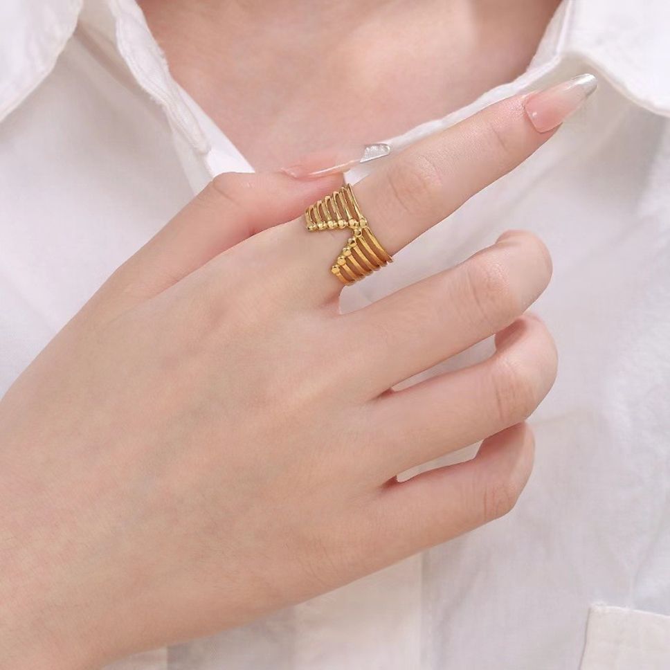 MYKI Multi-Layer Adjustable Ring | Statement Anti-Tarnish Design (MKR719-SSYI)