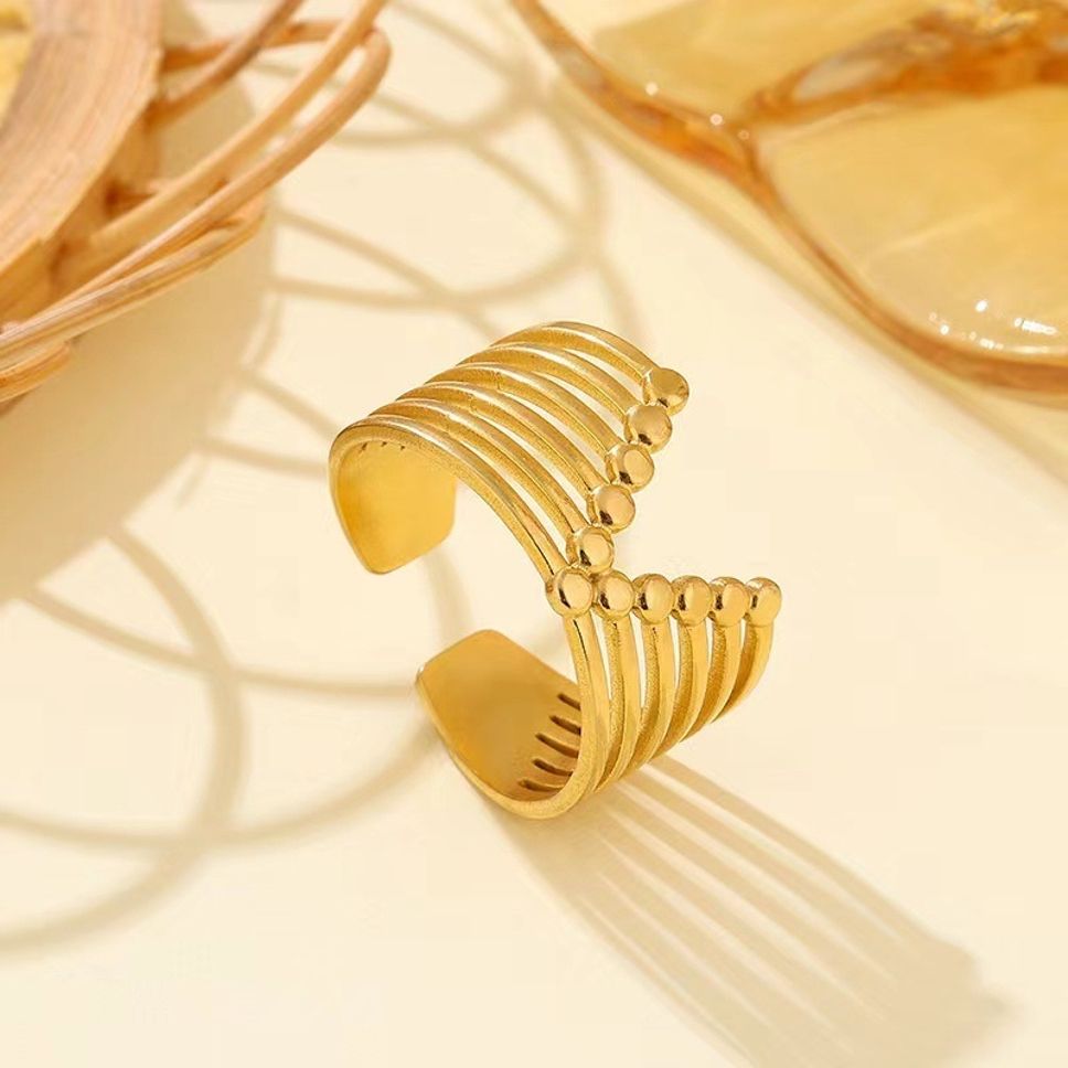 MYKI Multi-Layer Adjustable Ring | Statement Anti-Tarnish Design (MKR719-SSYI)