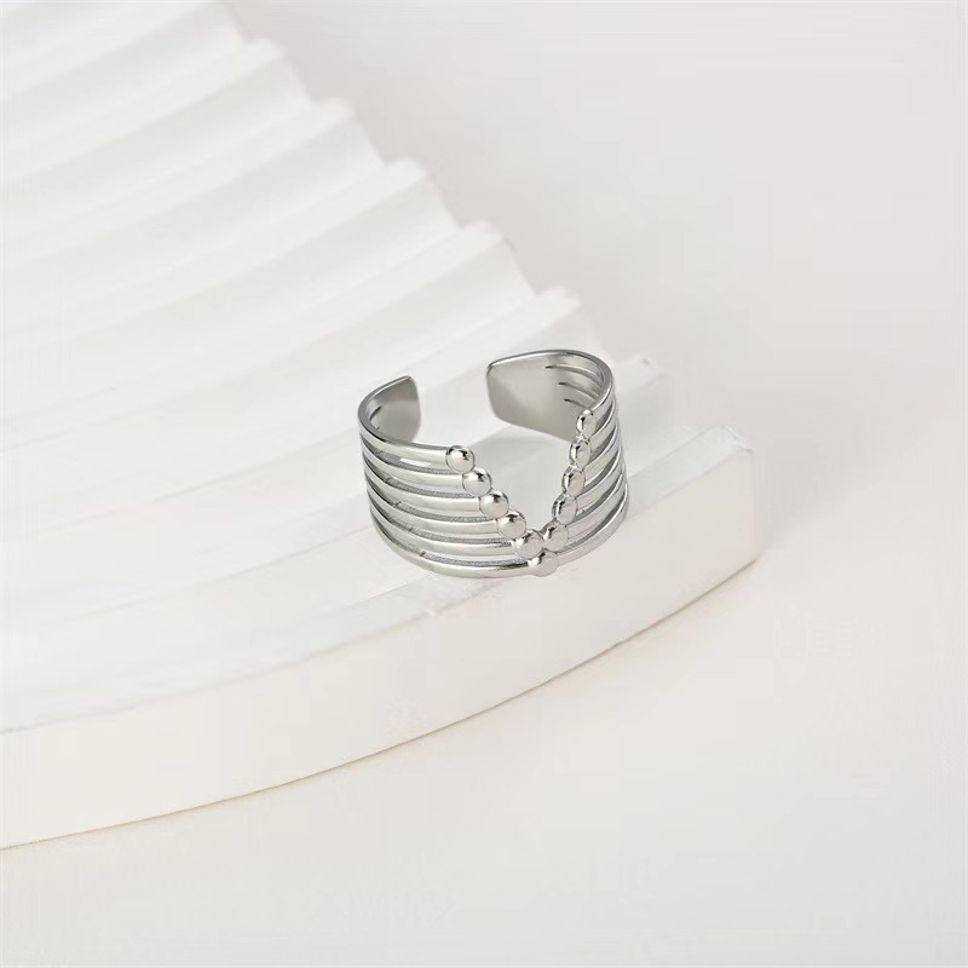 MYKI Multi-Layer Adjustable Ring | Statement Anti-Tarnish Design (MKR719-SSYI)