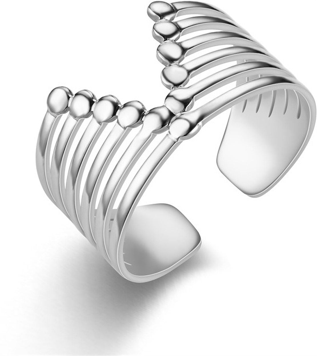 MYKI Multi-Layer Adjustable Ring | Statement Anti-Tarnish Design (MKR719-SSYI)