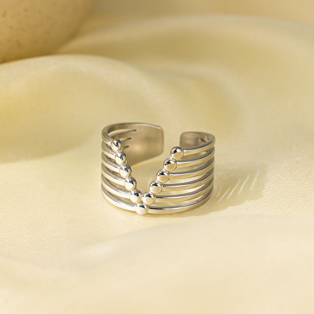 MYKI Multi-Layer Adjustable Ring | Statement Anti-Tarnish Design (MKR719-SSYI)