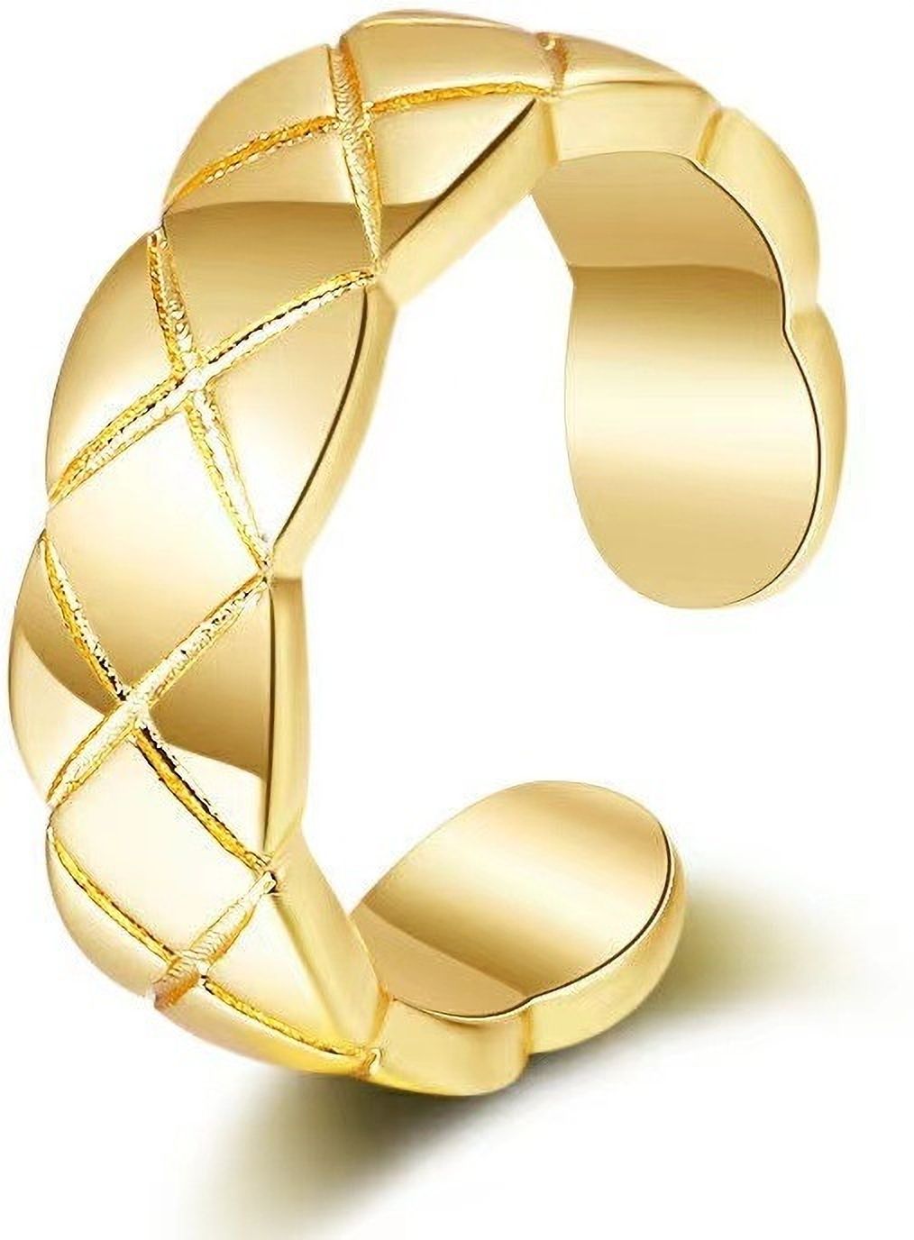 MYKI Woven Adjustable Ring | Textured Anti-Tarnish Finish (MKR720-SSYI)