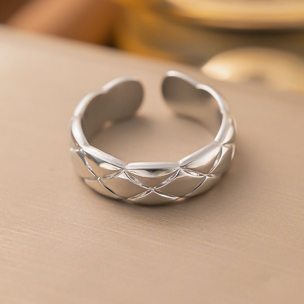 MYKI Woven Adjustable Ring | Textured Anti-Tarnish Finish (MKR720-SSYI)