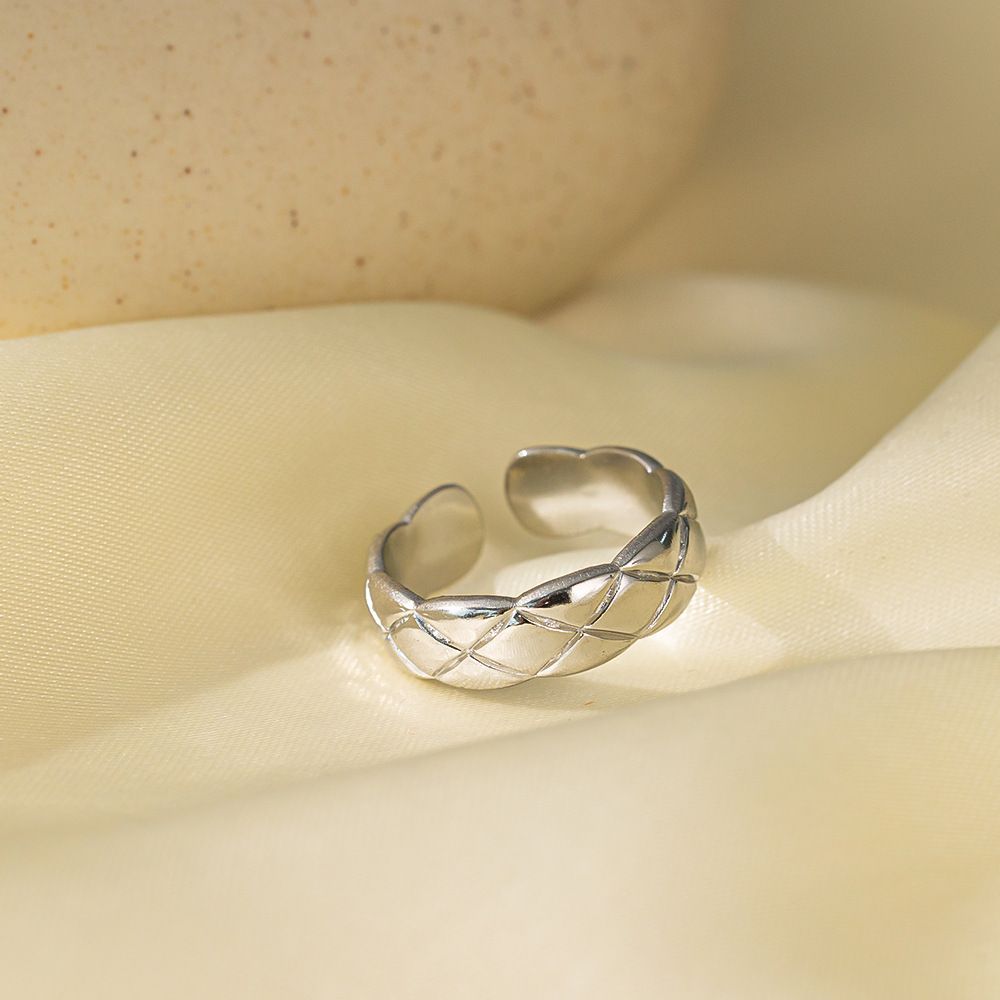 MYKI Woven Adjustable Ring | Textured Anti-Tarnish Finish (MKR720-SSYI)
