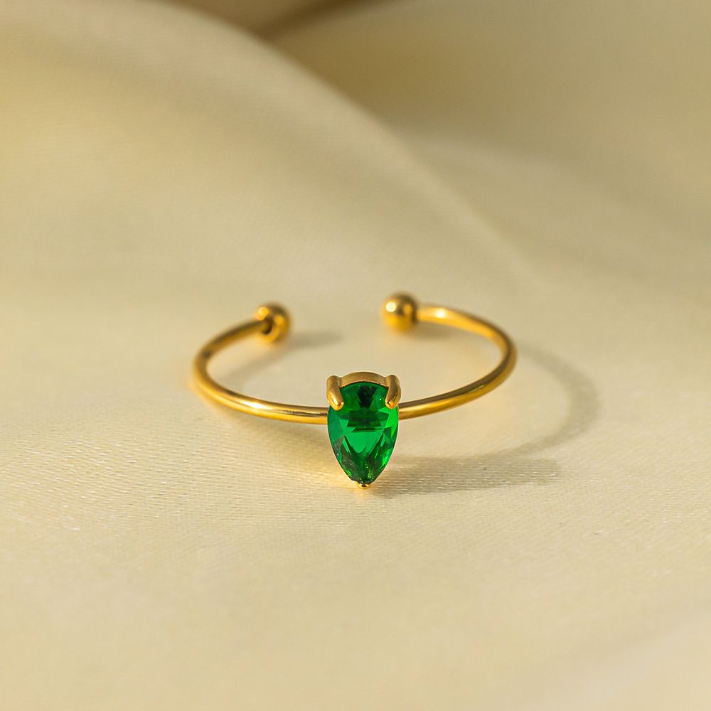 MYKI Gold-Plated Adjustable Ring with Gemstone | Anti-Tarnish Finish (MKR721G-SSYI)
