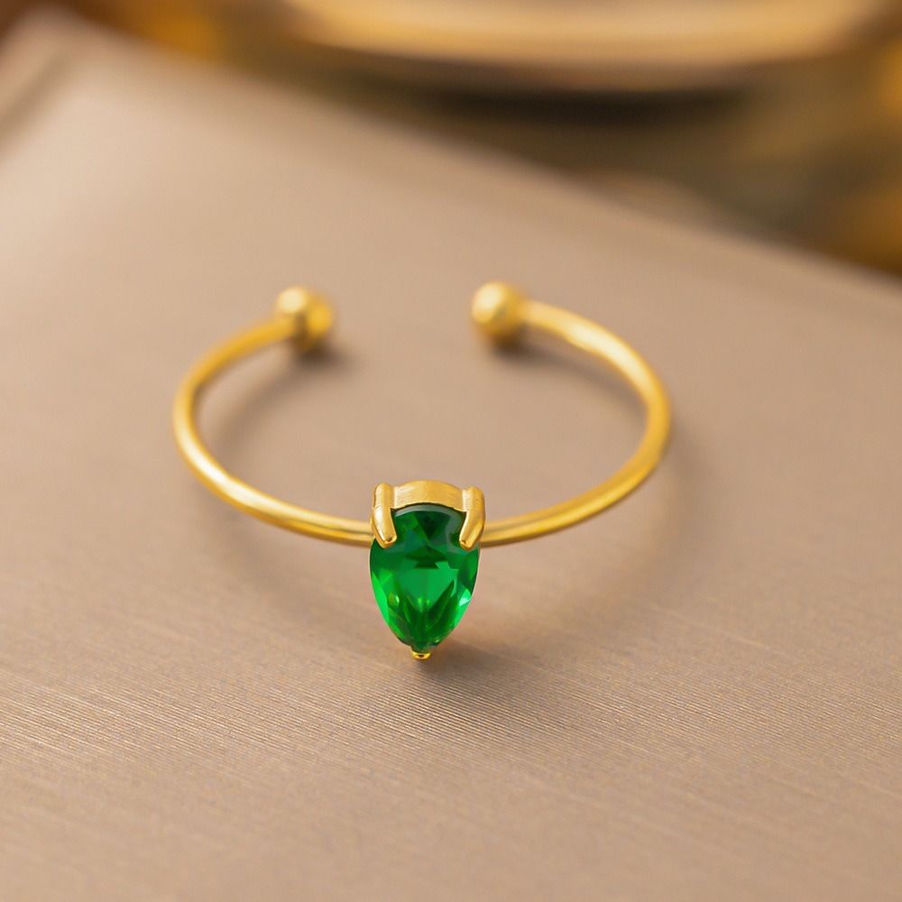 MYKI Gold-Plated Adjustable Ring with Gemstone | Anti-Tarnish Finish (MKR721G-SSYI)
