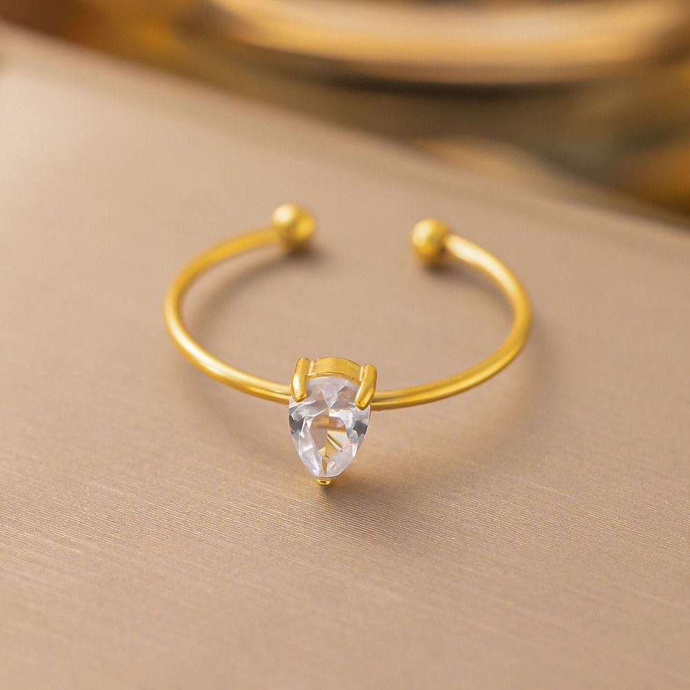 MYKI Gold-Plated Adjustable Ring with Gemstone | Anti-Tarnish Finish (MKR721G-SSYI)
