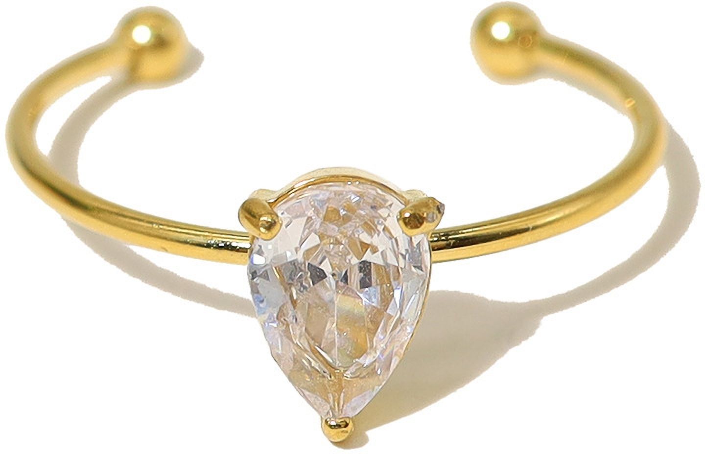 MYKI Gold-Plated Adjustable Ring with Gemstone | Anti-Tarnish Finish (MKR721G-SSYI)