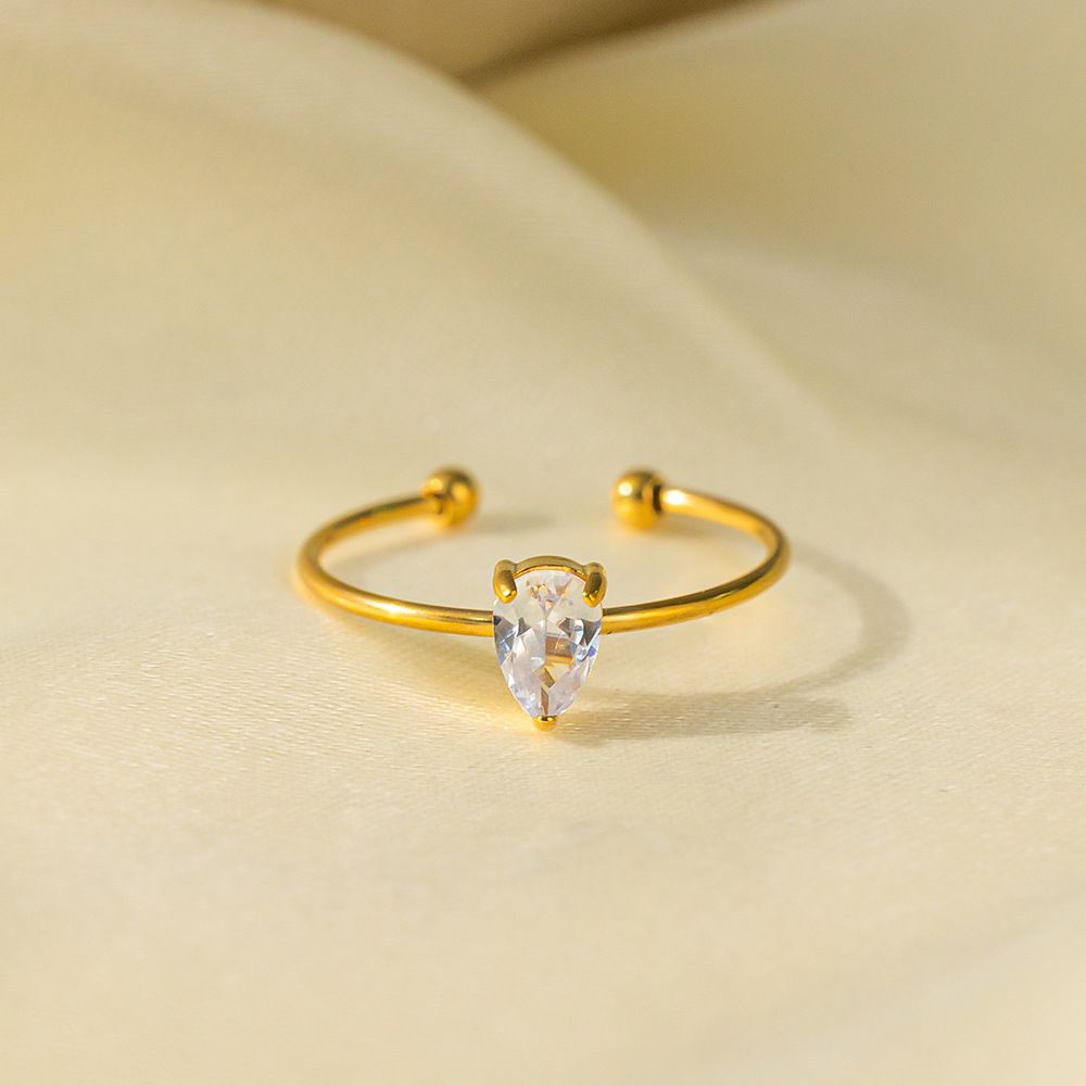 MYKI Gold-Plated Adjustable Ring with Gemstone | Anti-Tarnish Finish (MKR721G-SSYI)