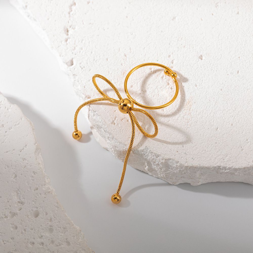 MYKI Bow Adjustable Ring | Dainty Anti-Tarnish Design (MKR722-SSYI)