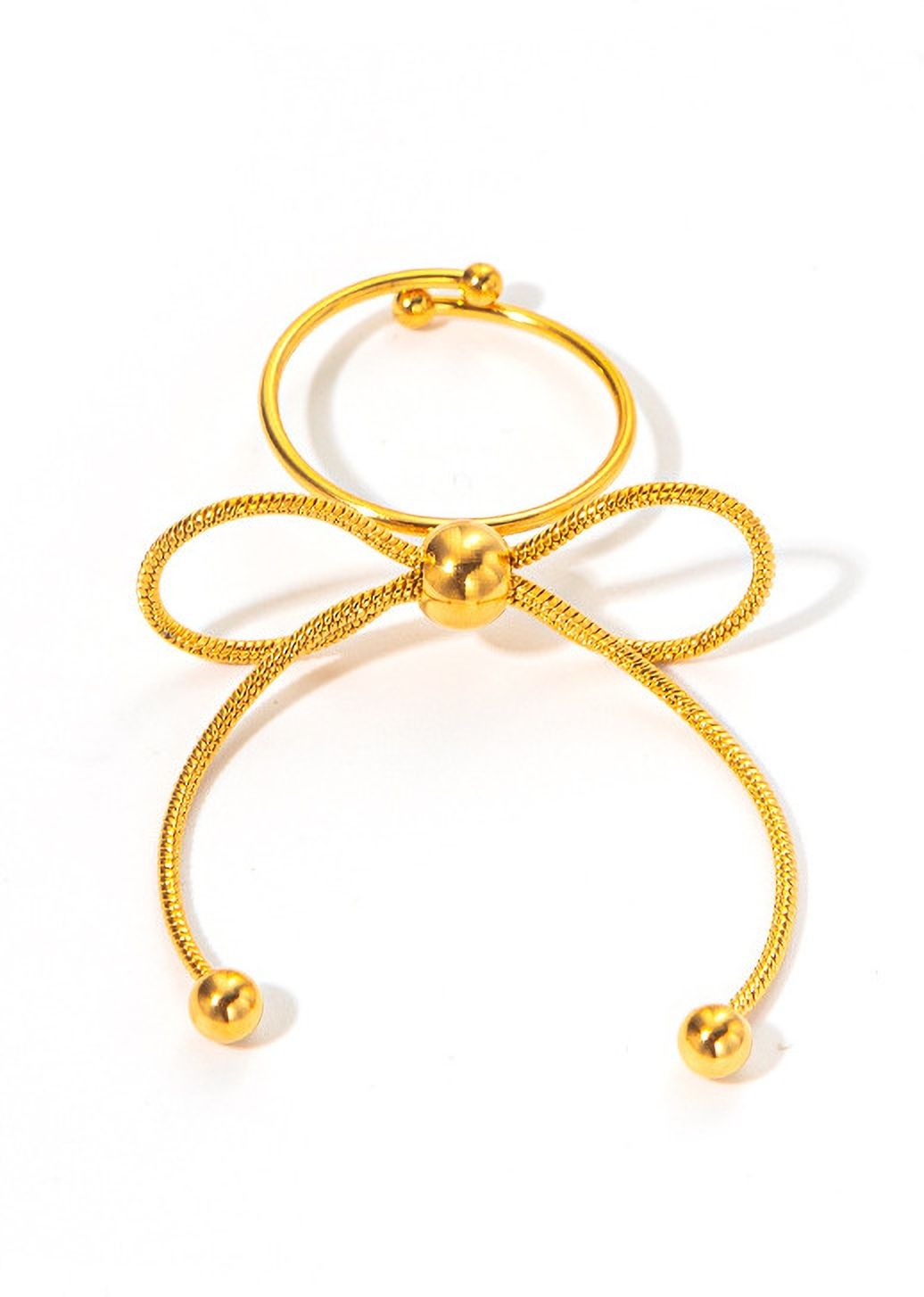 MYKI Bow Adjustable Ring | Dainty Anti-Tarnish Design (MKR722-SSYI)