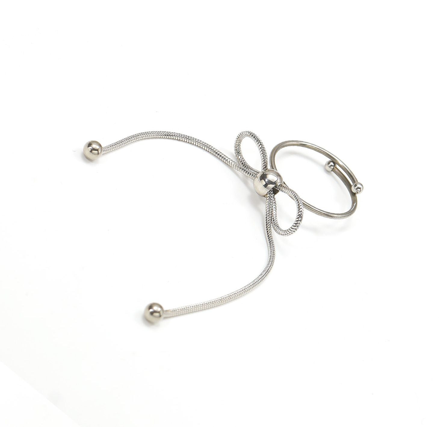 MYKI Bow Adjustable Ring | Dainty Anti-Tarnish Design (MKR722-SSYI)