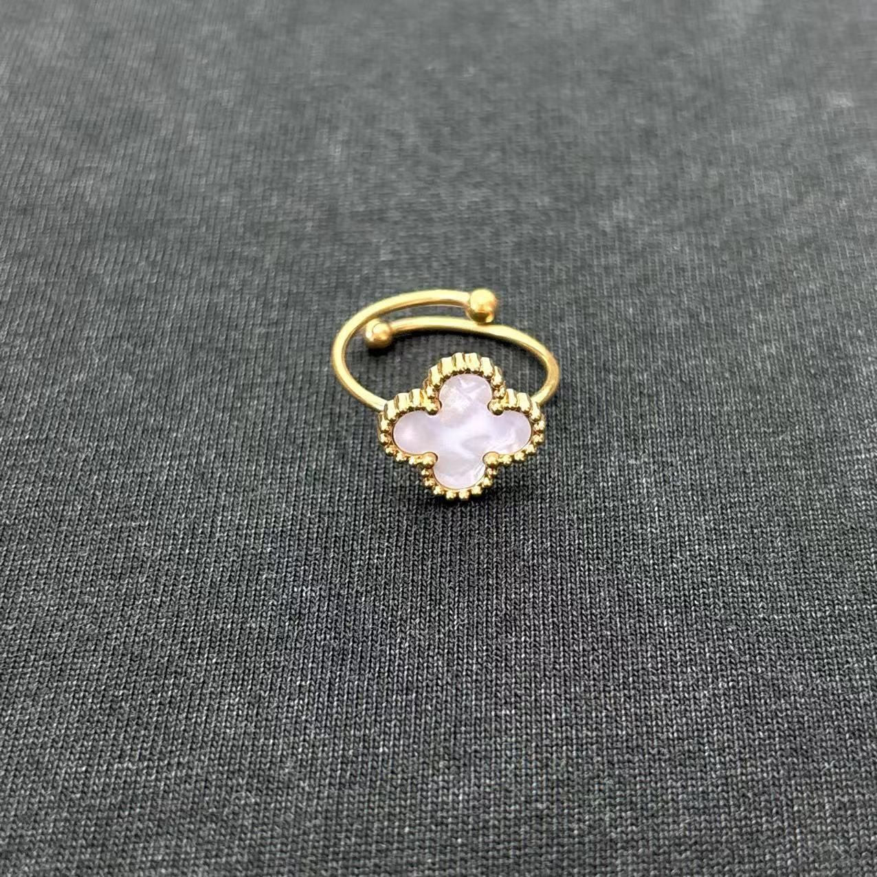 MYKI Clover Adjustable Ring with  Enamel | Anti-Tarnish Finish (MKR723G-SSYI)