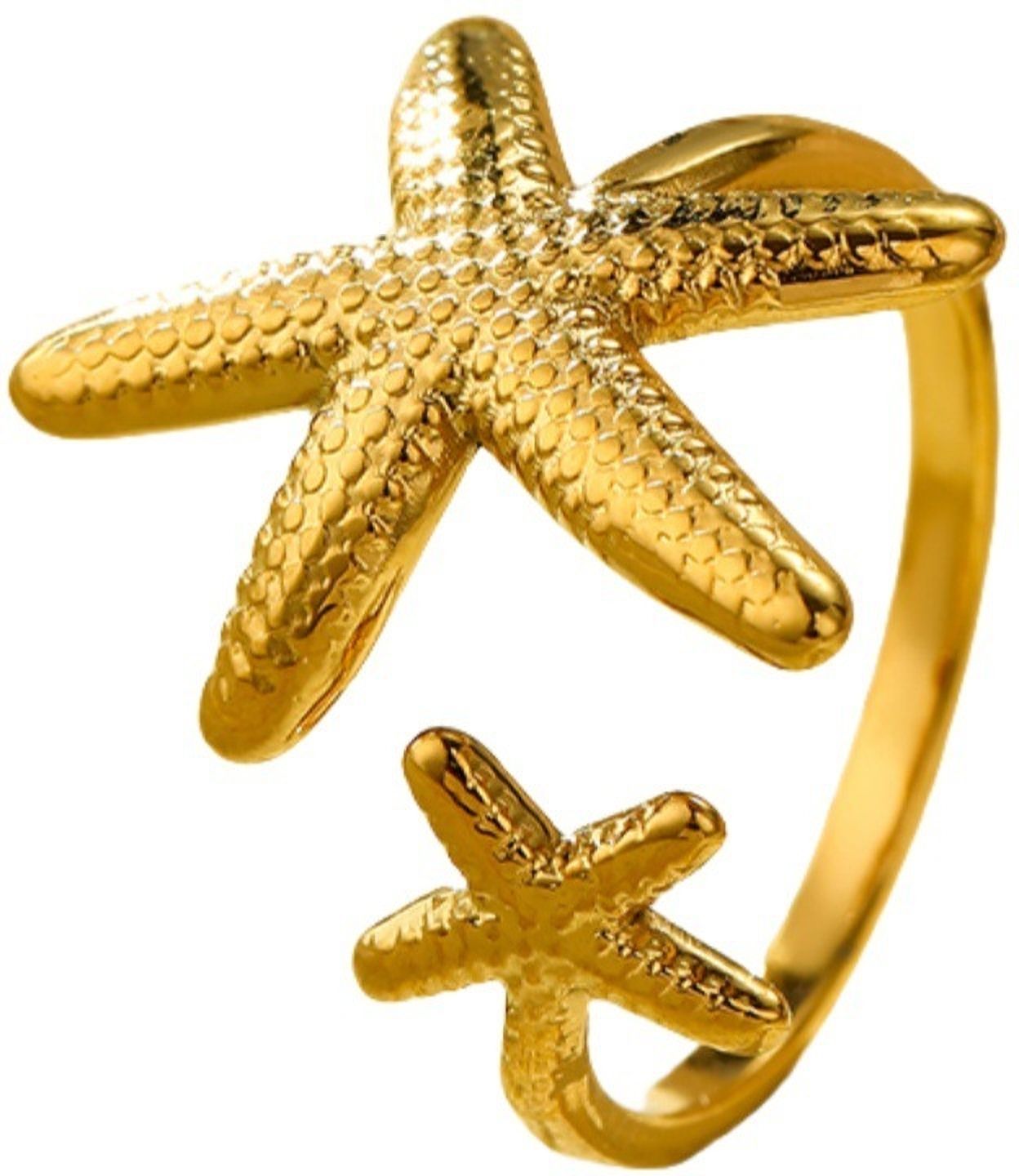 MYKI Starfish Adjustable Ring | Beach-Inspired Anti-Tarnish Design (MKR725-SSYI)