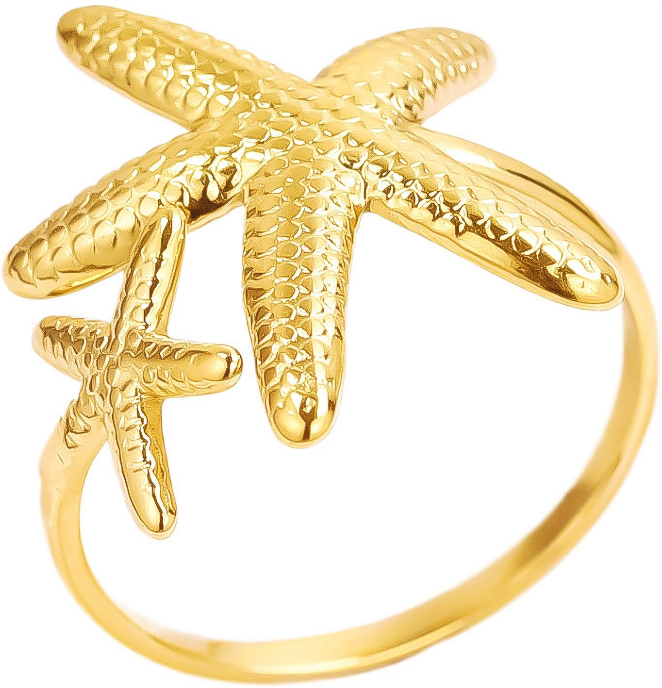 MYKI Starfish Adjustable Ring | Beach-Inspired Anti-Tarnish Design (MKR725-SSYI)