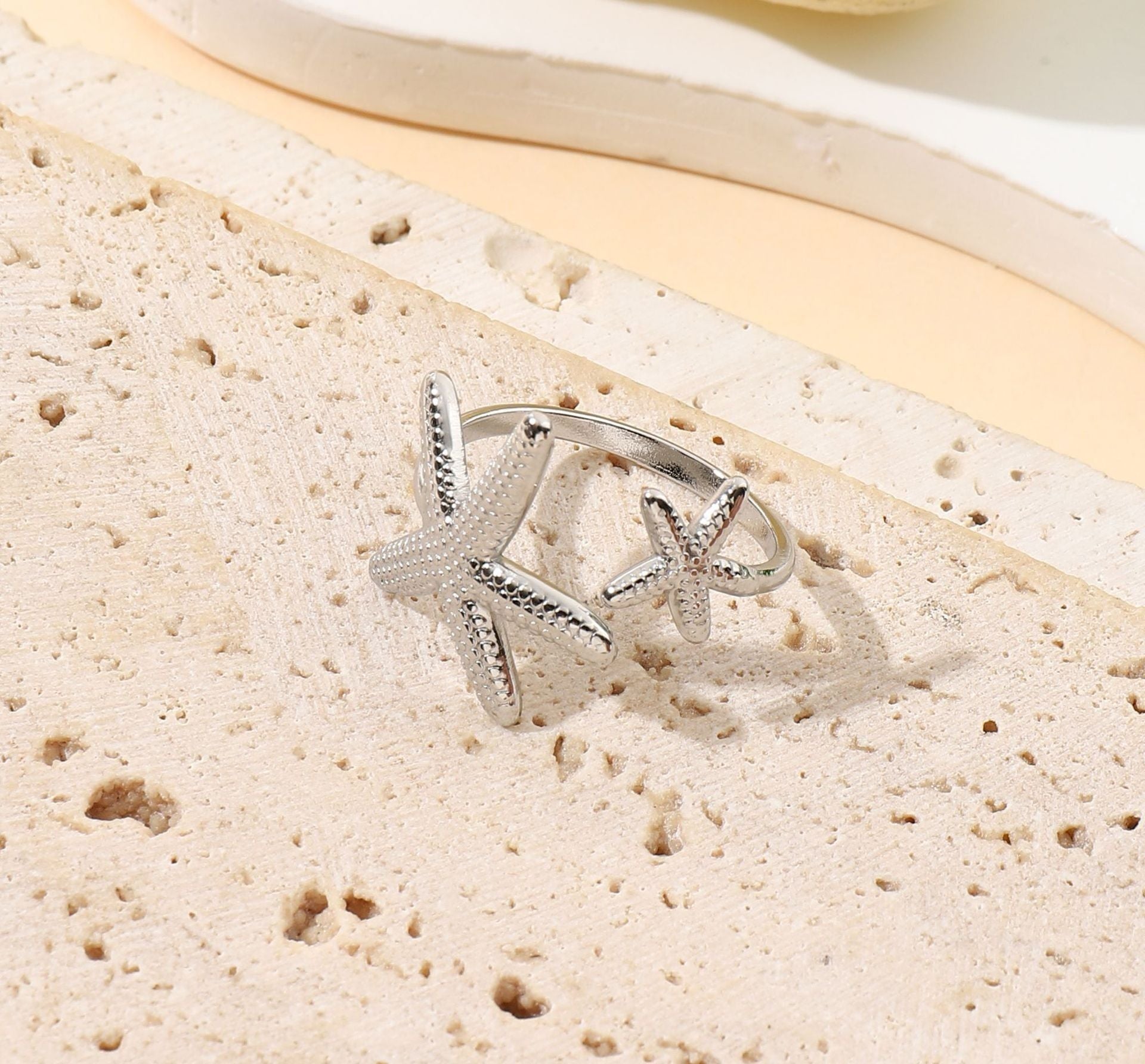 MYKI Starfish Adjustable Ring | Beach-Inspired Anti-Tarnish Design (MKR725-SSYI)