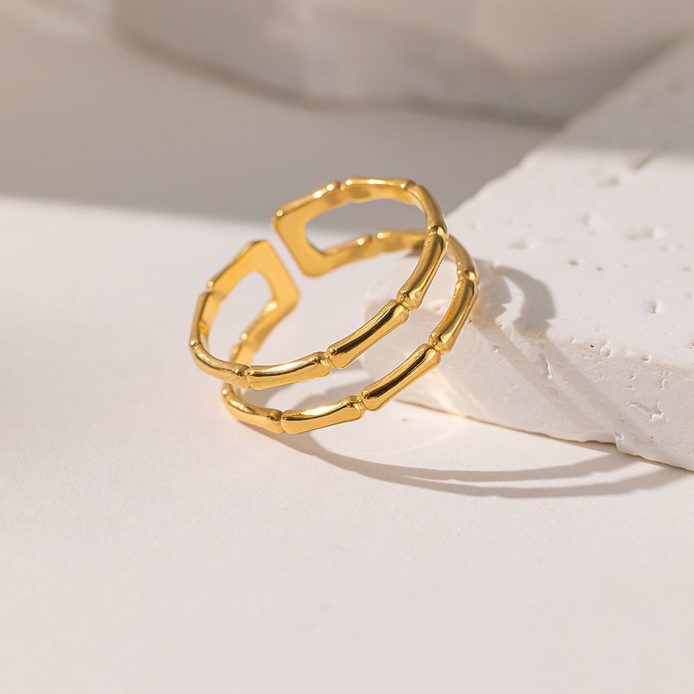 MYKI Bamboo Style Adjustable Ring | Anti-Tarnish Finish (MKR728-SSYI)