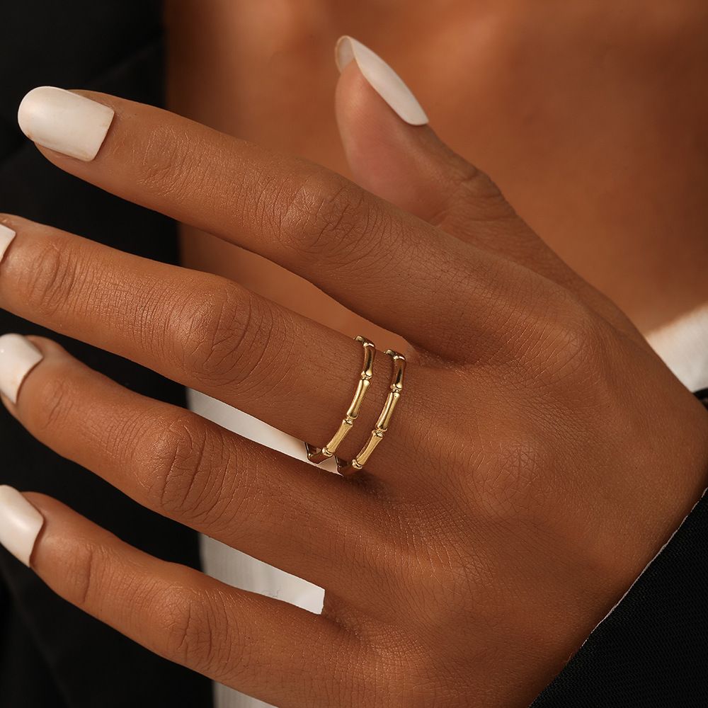 MYKI Bamboo Style Adjustable Ring | Anti-Tarnish Finish (MKR728-SSYI)