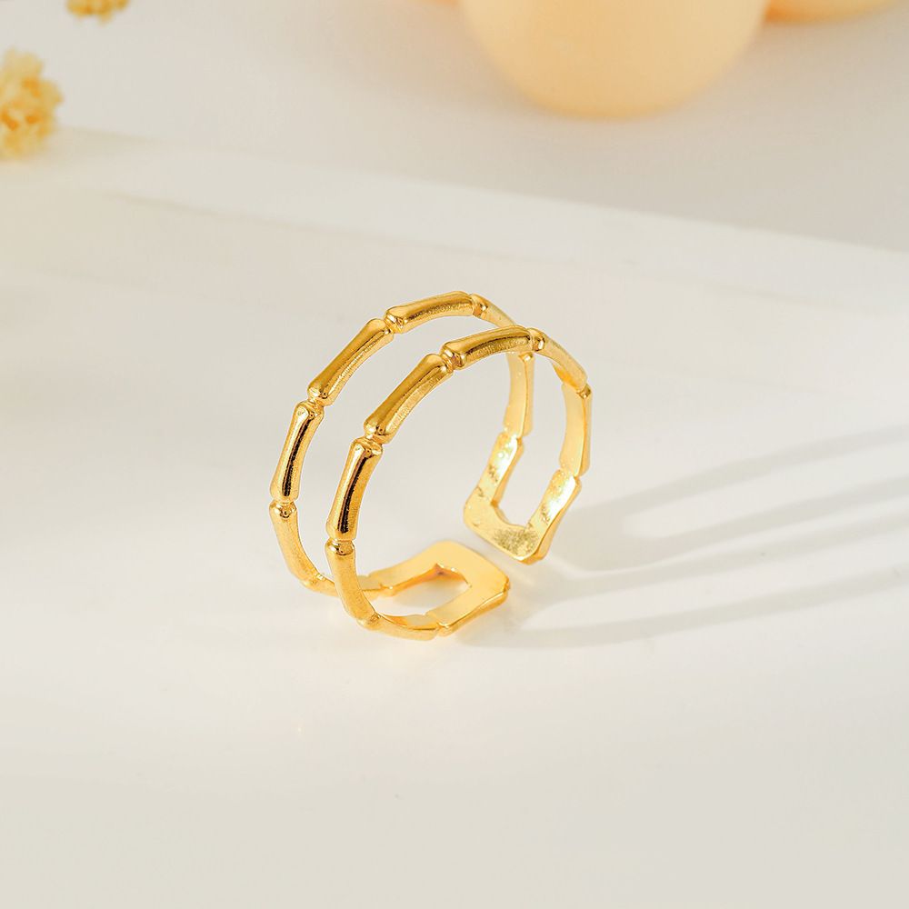 MYKI Bamboo Style Adjustable Ring | Anti-Tarnish Finish (MKR728-SSYI)