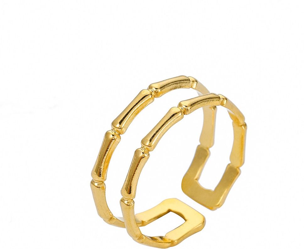 MYKI Bamboo Style Adjustable Ring | Anti-Tarnish Finish (MKR728-SSYI)