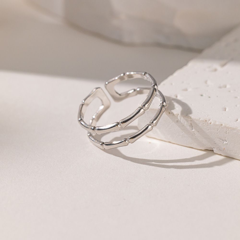 MYKI Bamboo Style Adjustable Ring | Anti-Tarnish Finish (MKR728-SSYI)