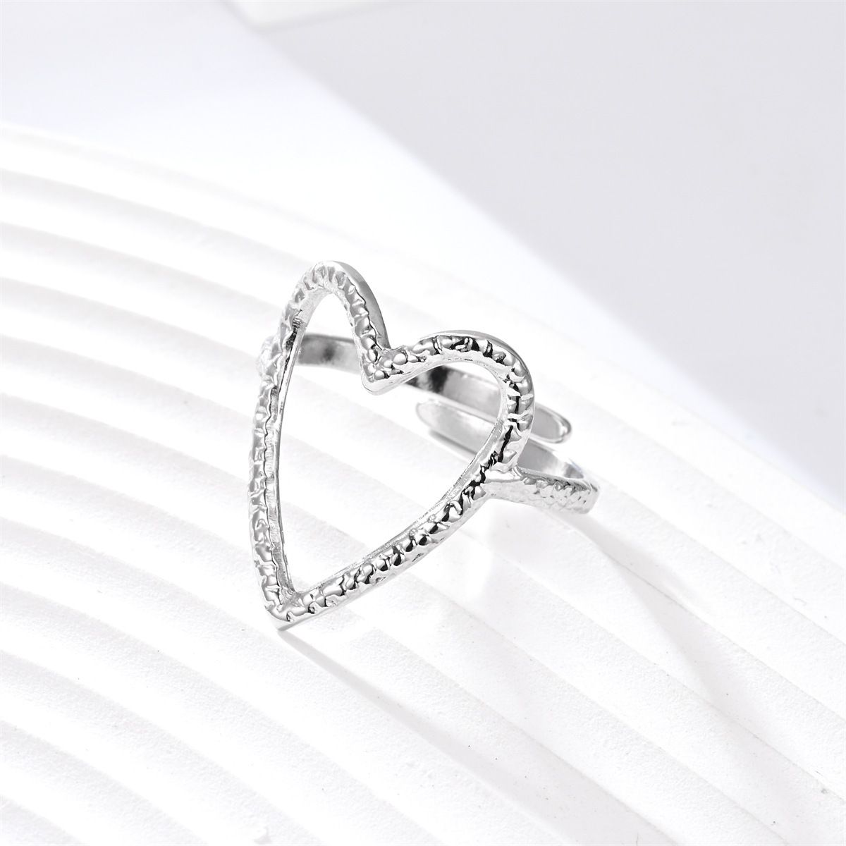 MYKI Open Heart Adjustable Ring | Handcrafted Finish (MKR729-SSYI)