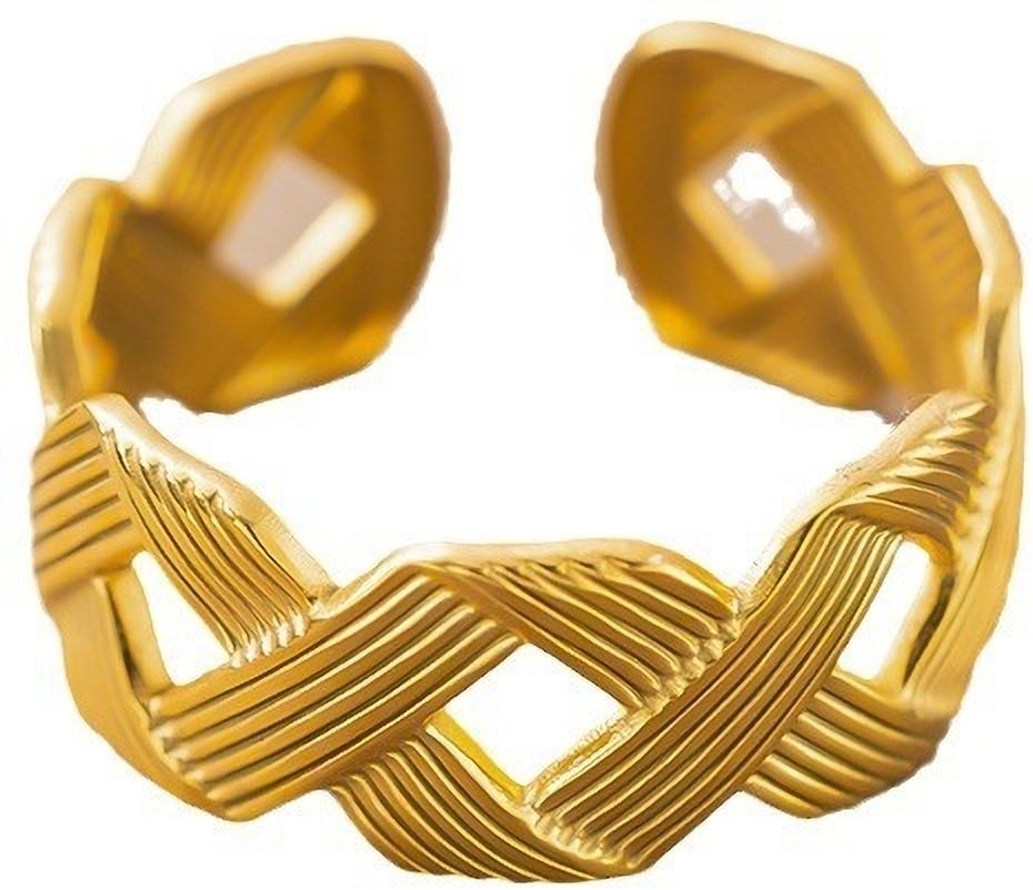 MYKI Braided Textured Adjustable Ring | Anti-Tarnish (MKR730-SSYI)