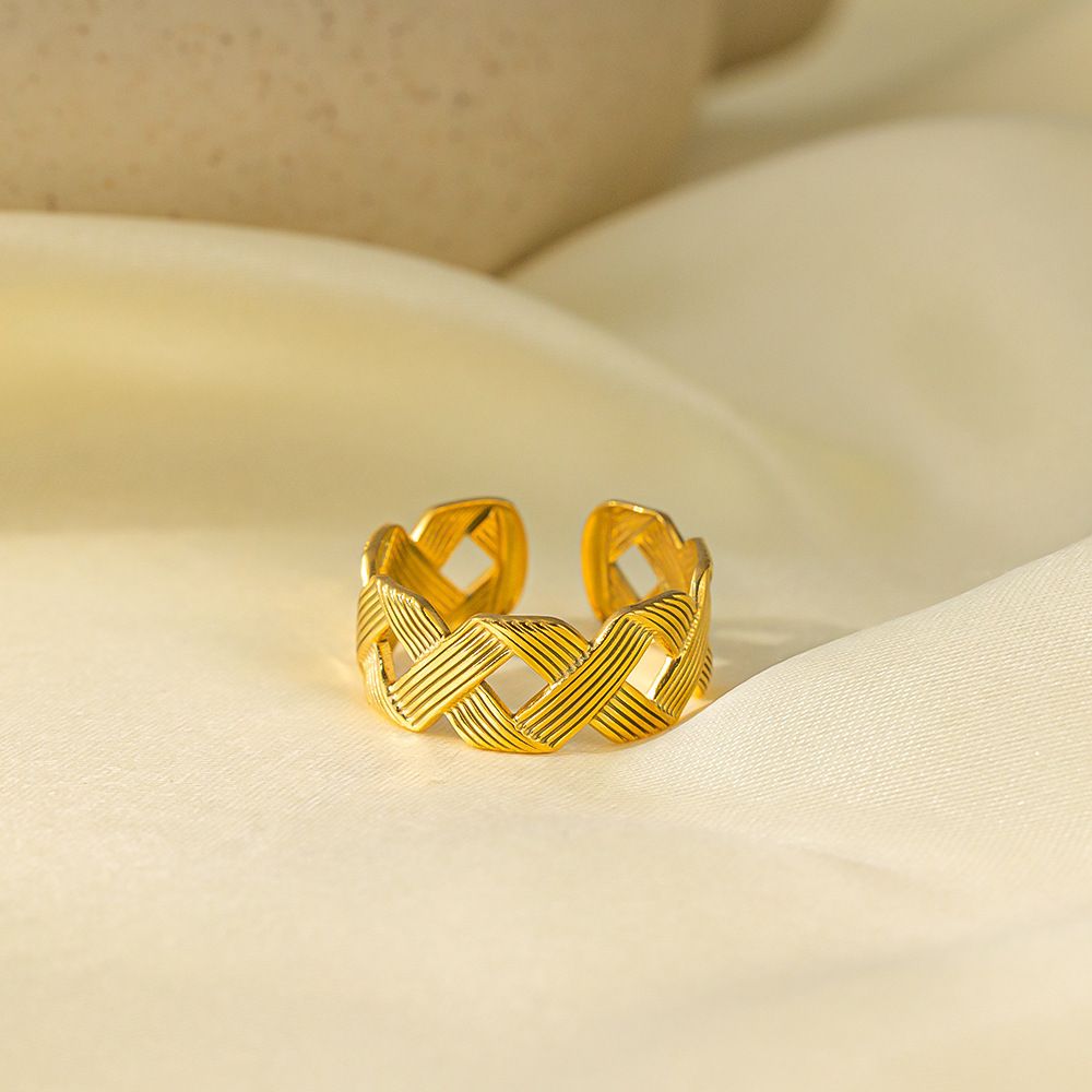 MYKI Braided Textured Adjustable Ring | Anti-Tarnish (MKR730-SSYI)