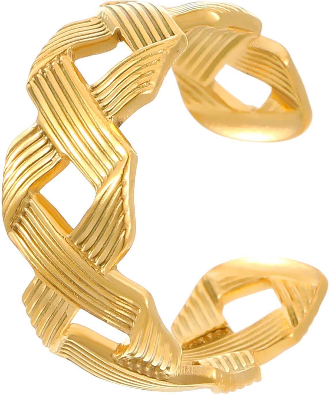 MYKI Braided Textured Adjustable Ring | Anti-Tarnish (MKR730-SSYI)