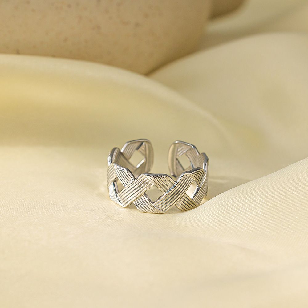 MYKI Braided Textured Adjustable Ring | Anti-Tarnish (MKR730-SSYI)
