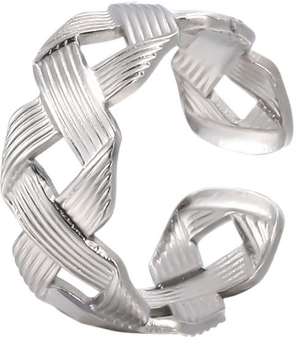MYKI Braided Textured Adjustable Ring | Anti-Tarnish (MKR730-SSYI)
