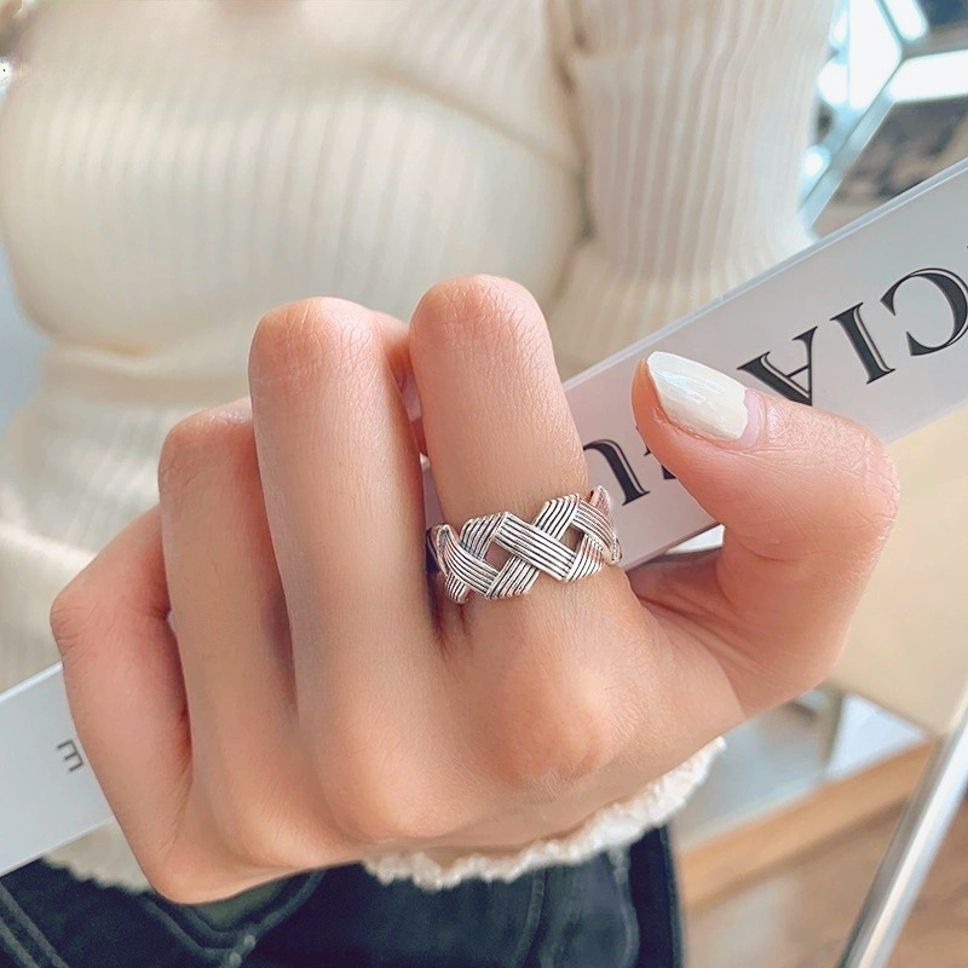 MYKI Braided Textured Adjustable Ring | Anti-Tarnish (MKR730-SSYI)