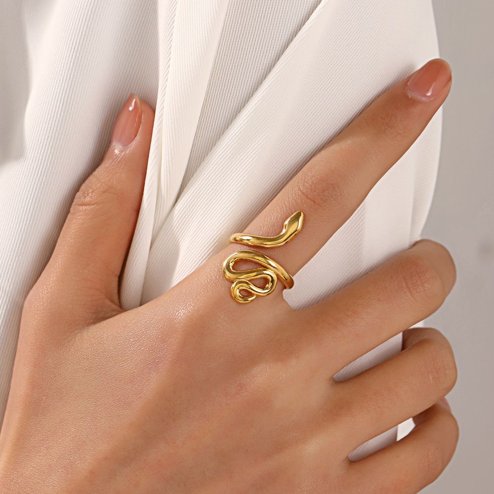 MYKI Fluid Snake Adjustable Ring | Anti-Tarnish (MKR731-SSYI)