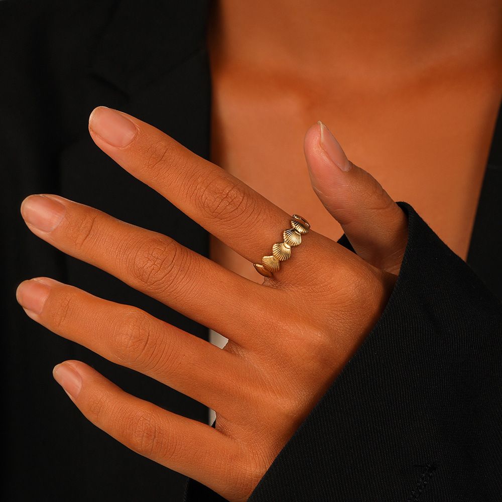 MYKI Shell Motif Adjustable Ring | Anti-Tarnish Finish (MKR733-SSYI)