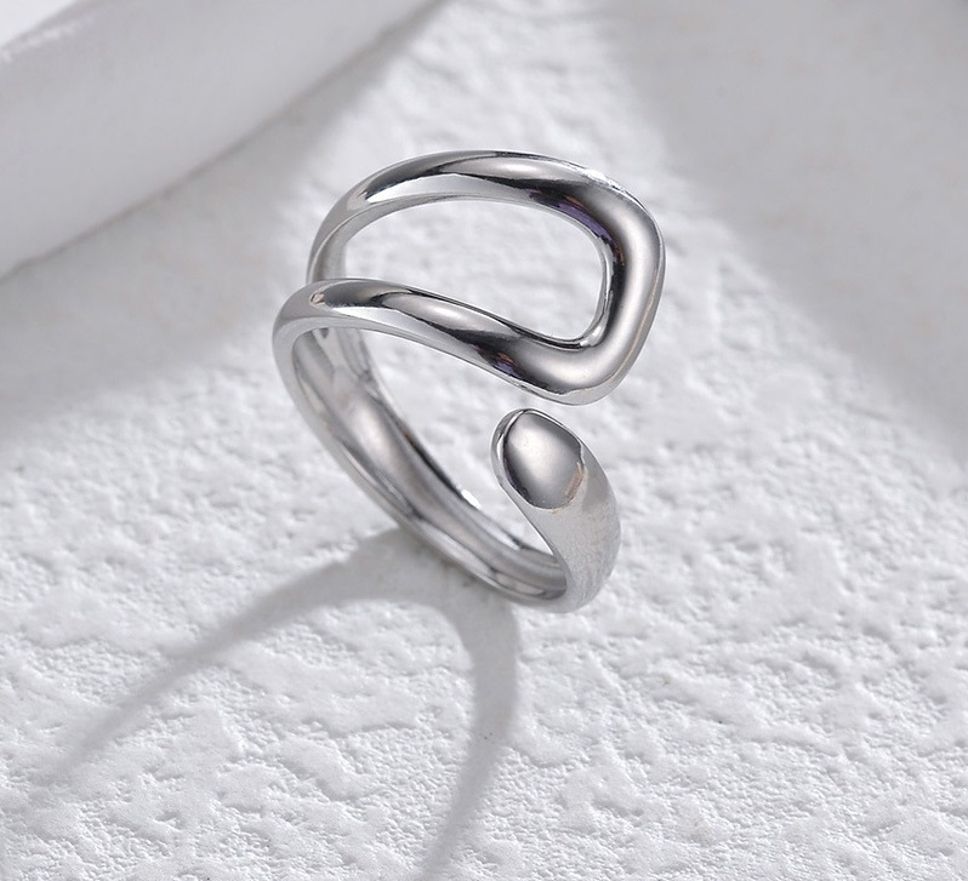 MYKI Fluid Wave Adjustable Ring | Anti-Tarnish (MKR734-SSYI)