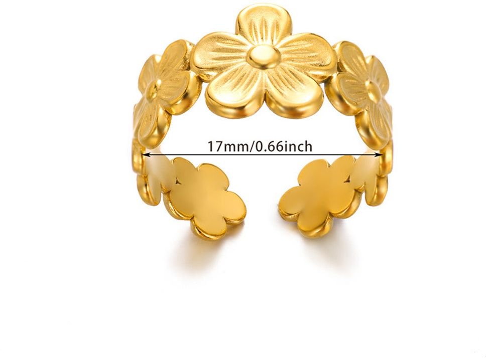 MYKI Floral Adjustable Ring | Anti-Tarnish Finish (MKR736-SSYI)